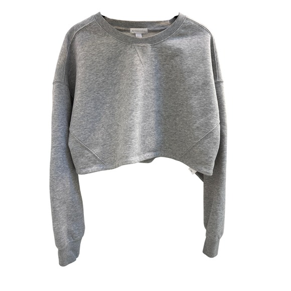 Beyond Yoga Tops - Beyond Yoga Womens Heather Gray Cropped Crewneck Sweatshirt NF7984 Size Medium